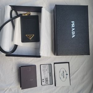 Prada ID Lanyard Black Vitello Leather